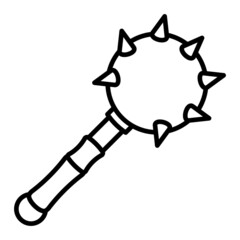 Mace Vector Outline Icon Isolated On White Background