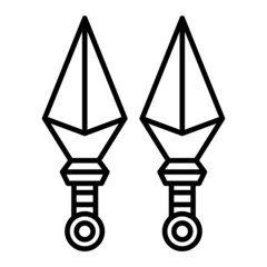 Kunai Vector Outline Icon Isolated On White Background