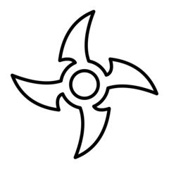 Shuriken Vector Outline Icon Isolated On White Background