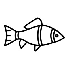 Fish Vector Outline Icon Isolated On White Background