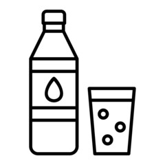 Bottle And Glass Vector Outline Icon Isolated On White Background