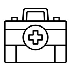 Obraz premium First Aid Kit Vector Outline Icon Isolated On White Background