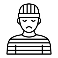 Convict Vector Outline Icon Isolated On White Background