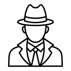 Detective Vector Outline Icon Isolated On White Background