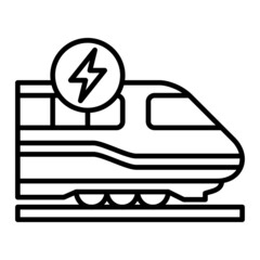 Electric Train Vector Outline Icon Isolated On White Background