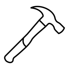 Hammer Vector Outline Icon Isolated On White Background