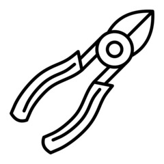 Pliers Vector Outline Icon Isolated On White Background
