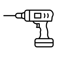 Drill Vector Outline Icon Isolated On White Background
