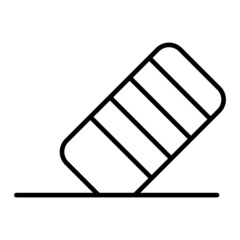 Eraser Vector Outline Icon Isolated On White Background
