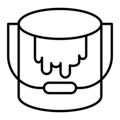 Paint Bucket Vector Outline Icon Isolated On White Background