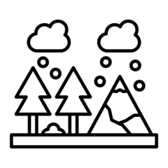 Forest Vector Outline Icon Isolated On White Background