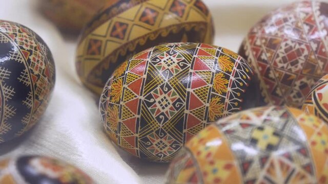 Slavic Easter Eggs With Traditional Ornament (Ukrainian) Close-Up