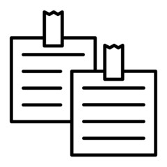 Sticky Notes Vector Outline Icon Isolated On White Background