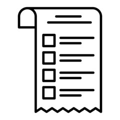 Shopping List Vector Outline Icon Isolated On White Background