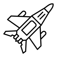 Jet Vector Outline Icon Isolated On White Background