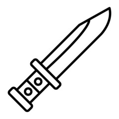 Bayonet Vector Outline Icon Isolated On White Background