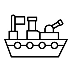 Ship Vector Outline Icon Isolated On White Background