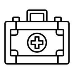 First Aid Kit Vector Outline Icon Isolated On White Background