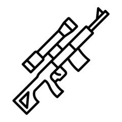 Sniper Vector Outline Icon Isolated On White Background