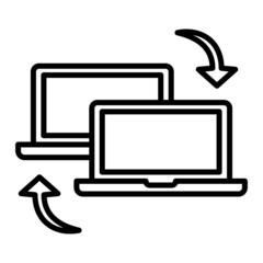 Data Transfer Vector Outline Icon Isolated On White Background