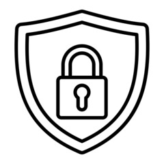 Shield Vector Outline Icon Isolated On White Background