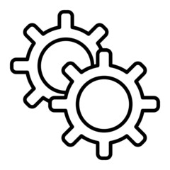 Cogwheel Vector Outline Icon Isolated On White Background