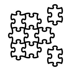 Puzzle Vector Outline Icon Isolated On White Background