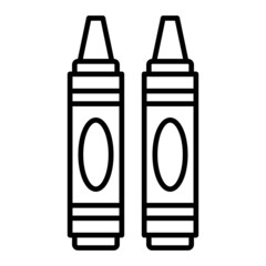 Crayons Vector Outline Icon Isolated On White Background