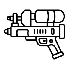 Water Gun Vector Outline Icon Isolated On White Background