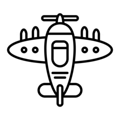 Plane Vector Outline Icon Isolated On White Background