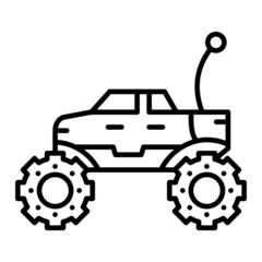 Rc Car Vector Outline Icon Isolated On White Background