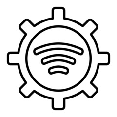 Gear Vector Outline Icon Isolated On White Background