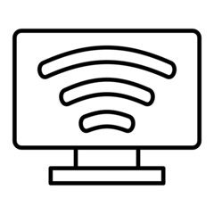 Smart Tv Vector Outline Icon Isolated On White Background