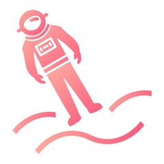 Vector Astronaut Landing Glyph Gradient Icon Design