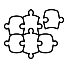 Puzzle Vector Outline Icon Isolated On White Background