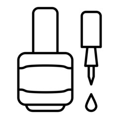 Nail Polish Vector Outline Icon Isolated On White Background