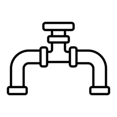 Pipe Vector Outline Icon Isolated On White Background