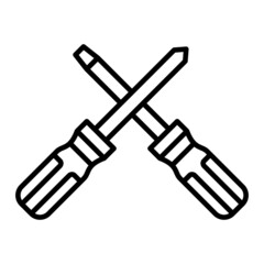 Screwdriver Vector Outline Icon Isolated On White Background