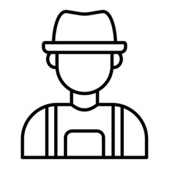 Farmer Vector Outline Icon Isolated On White Background