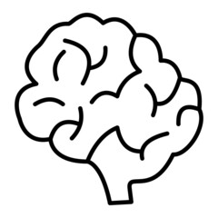 Brain Vector Outline Icon Isolated On White Background
