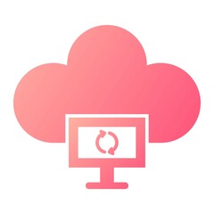 Vector Cloud Monitor Glyph Gradient Icon Design