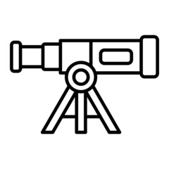 Telescope Vector Outline Icon Isolated On White Background