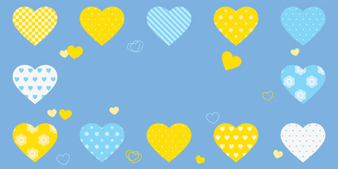 青と黄色のハートの背景画像
