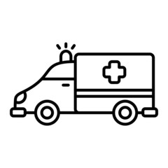 Ambulance Vector Outline Icon Isolated On White Background
