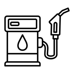 Fuel Station Vector Outline Icon Isolated On White Background