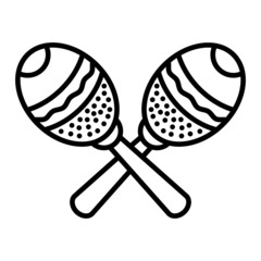 Maracas Vector Outline Icon Isolated On White Background