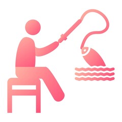 Vector Fishing Glyph Gradient Icon Design