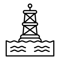 Buoy Vector Outline Icon Isolated On White Background