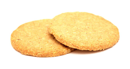 Round baked oatcakes isolated on white background