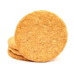 Round baked oatcakes isolated on white background